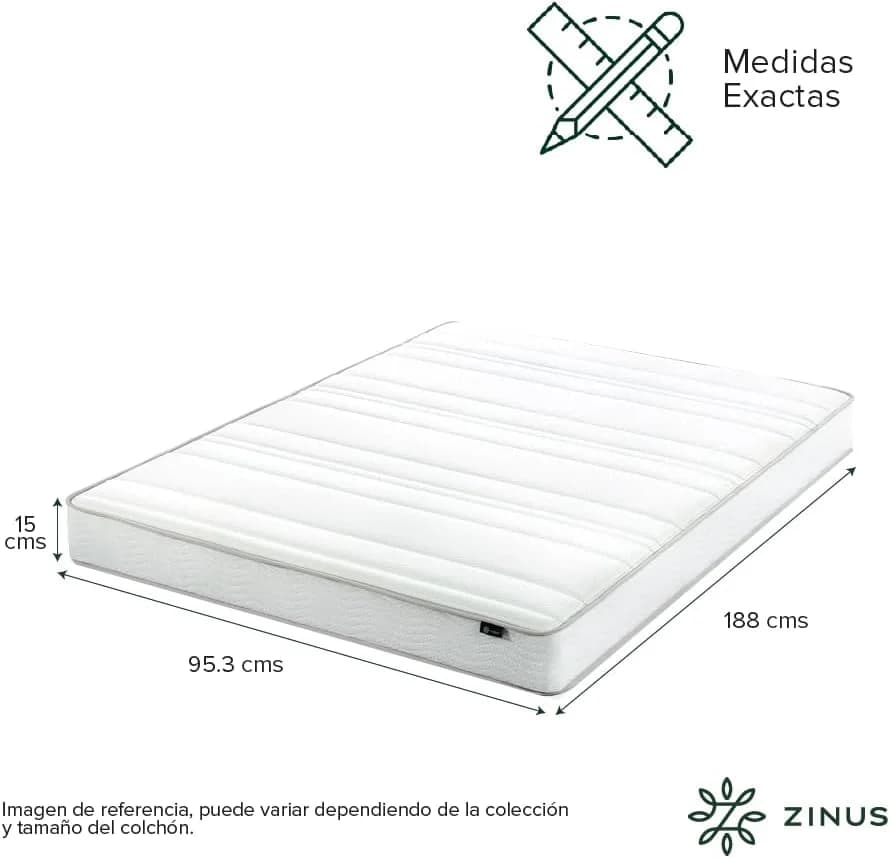 ZINUS Bonell | Colchón Individual de Resortes con Espuma de Alta Densida Ideal para Dormir Boca Abaj - Imagen 2