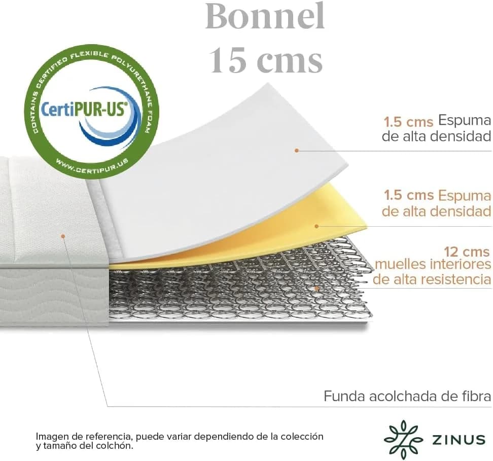 ZINUS Bonell | Colchón Individual de Resortes con Espuma de Alta Densida Ideal para Dormir Boca Abaj - Imagen 3