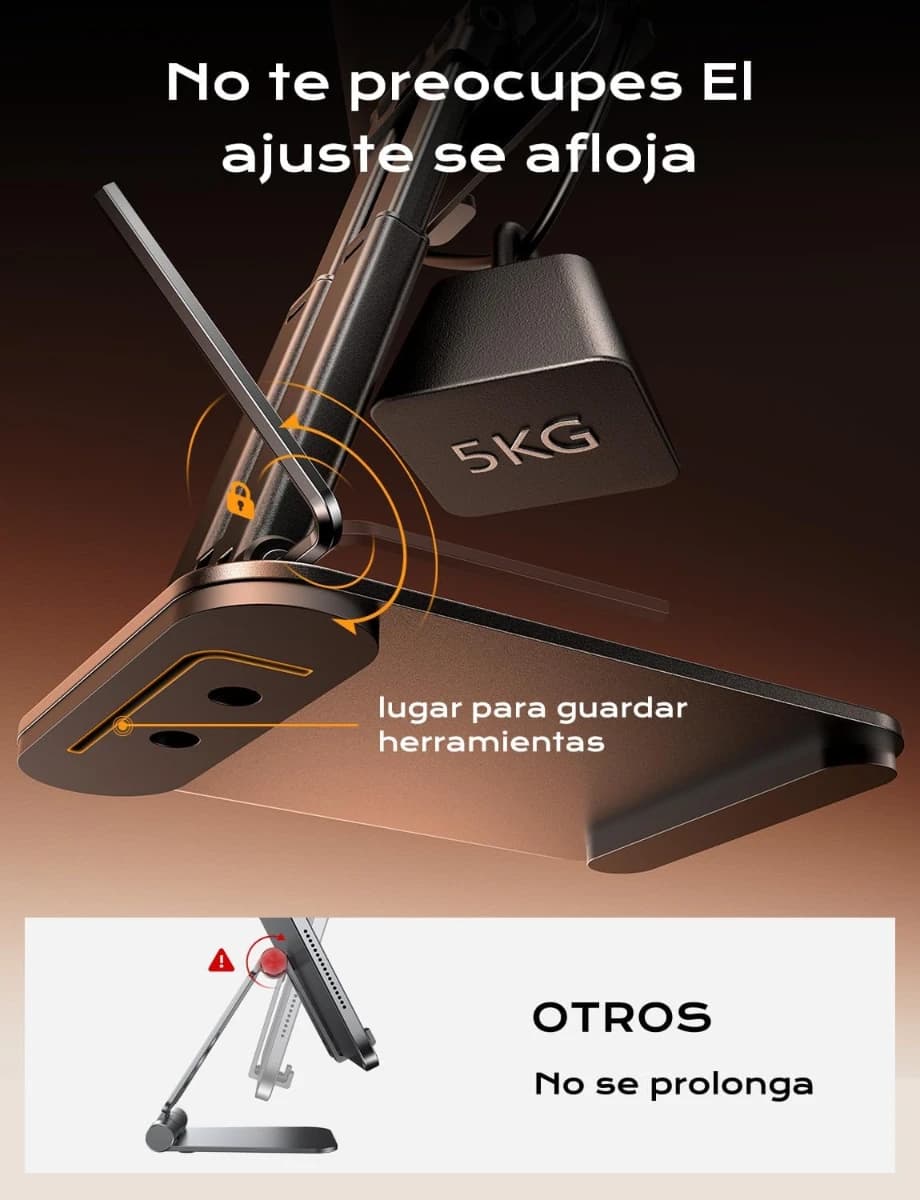 LISEN Soporte para iPad Tablet Totalmente Metálico, Universa - Imagen 5