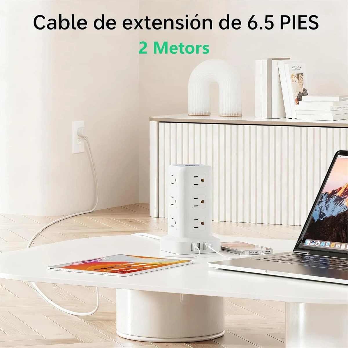 SMALLRT Regleta Torre Multicontacto, Extension Electrica USB - Imagen 2