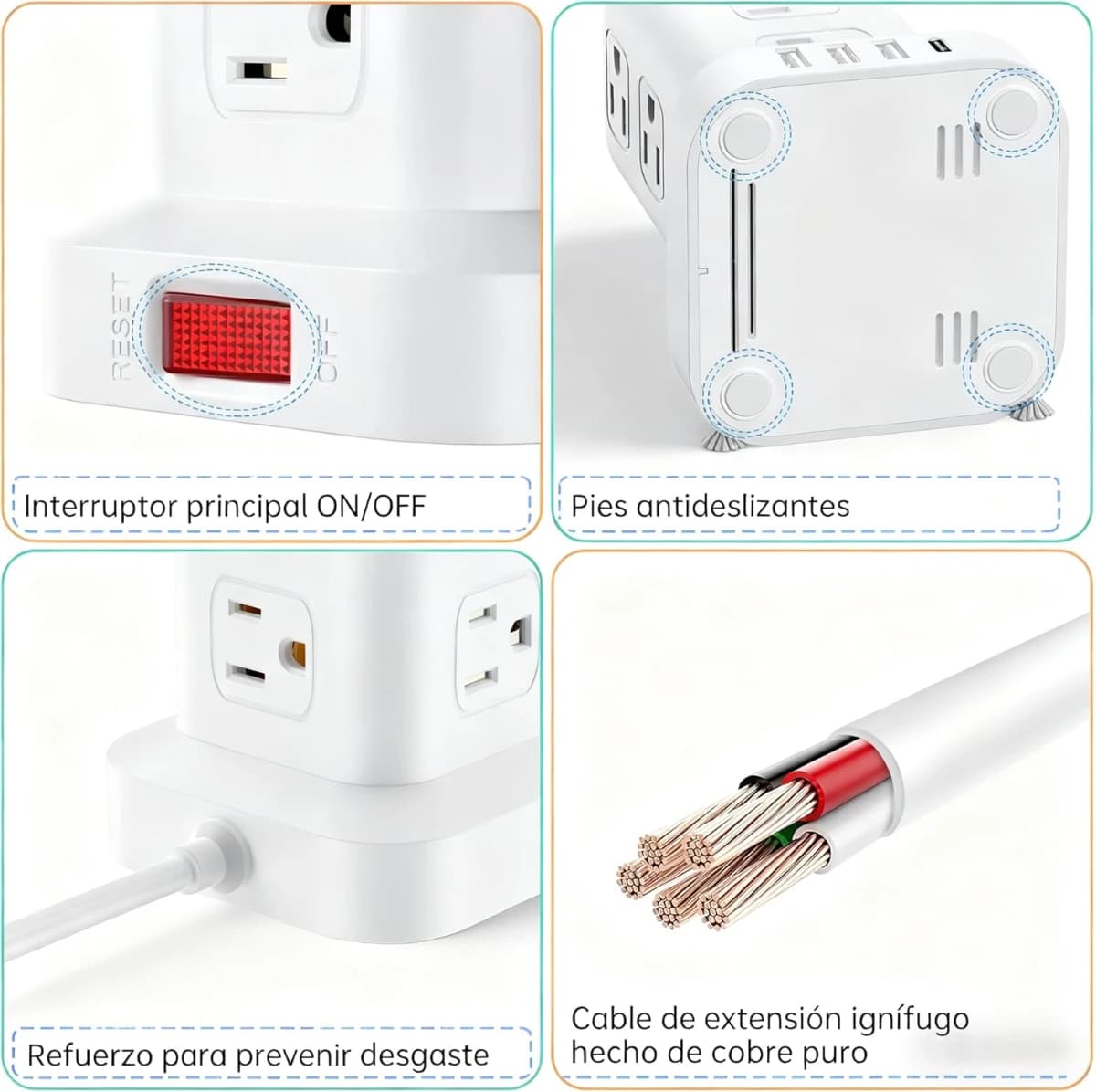 SMALLRT Regleta Torre Multicontacto, Extension Electrica USB - Imagen 5