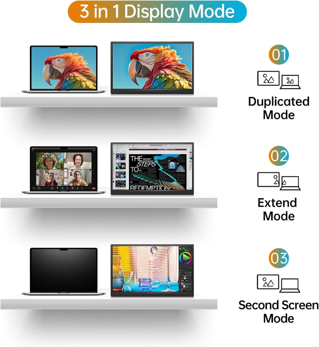 Monitor portátil de 15.6 pulgadas 1080P USB-C HDMI ultradelg - Imagen 5