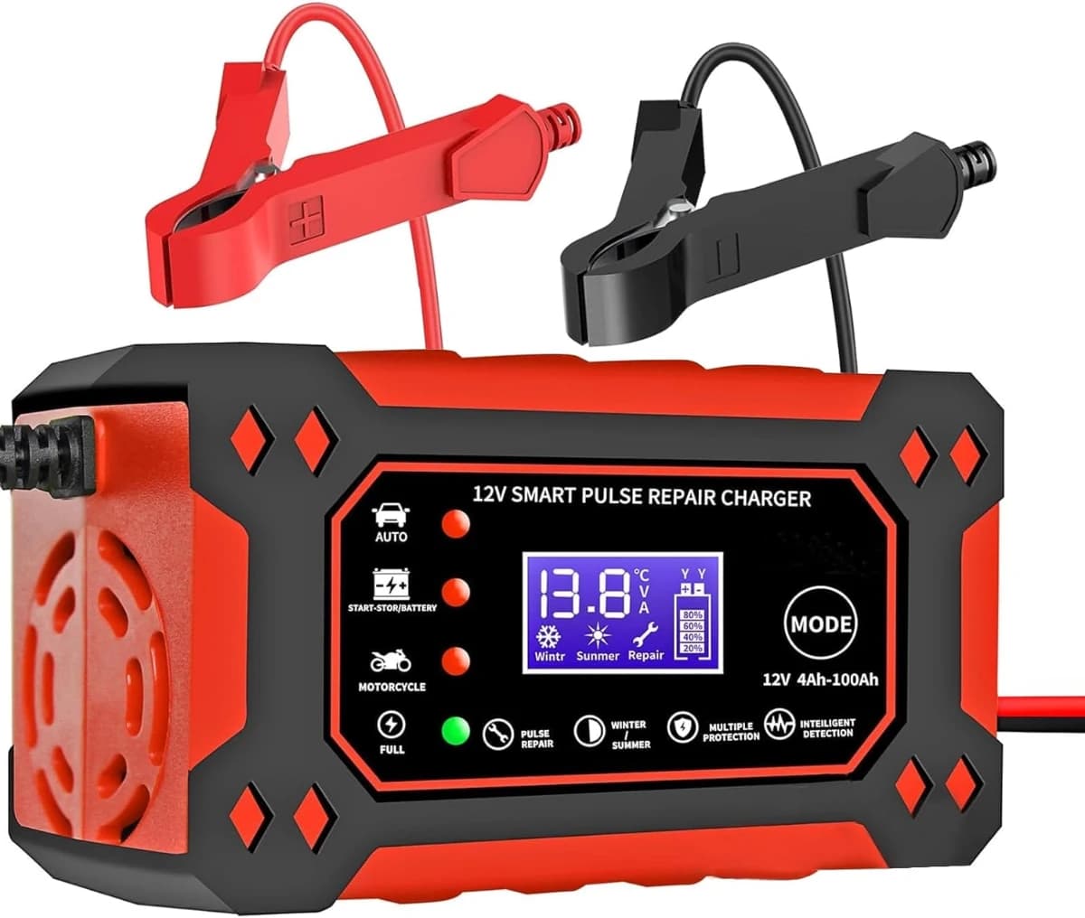 Cargador de Bateria de Auto 12V 6A,Portatil Cargador de Bate