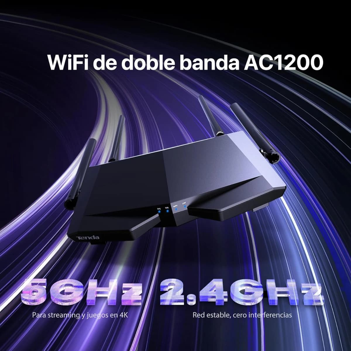 Tenda AC6 WiFi Router Inalámbrico Inteligente, Enrutador AC1200, Doble Banda de 2.4G y 5G, 4 Antenas - Imagen 2