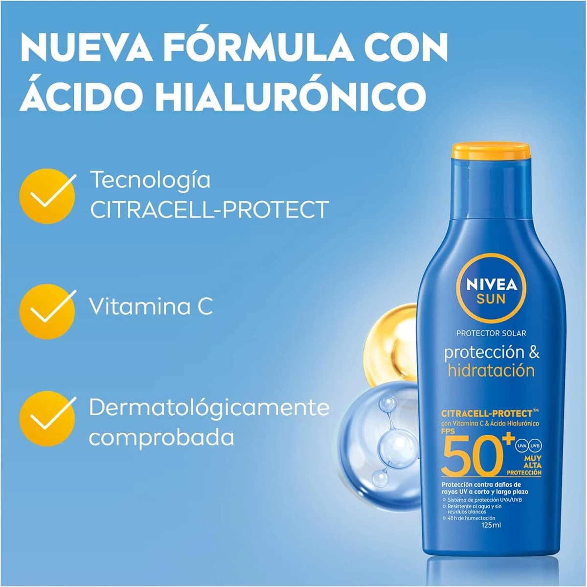 ¡NIVEA SUN Fps50+ 125ml! Protección + Hidratación con Vitami - Imagen 3
