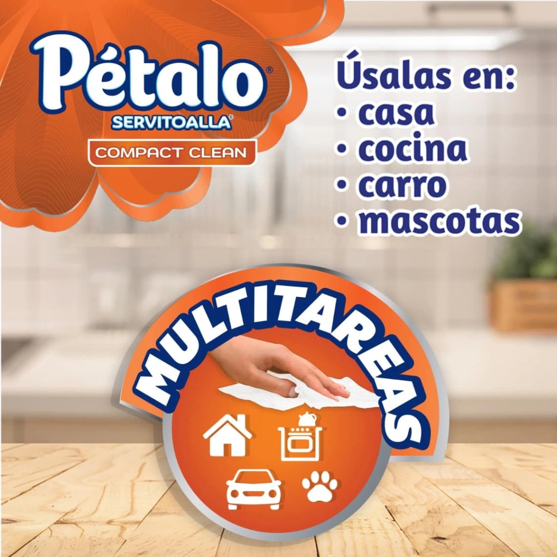 Pétalo Compact Clean, Servitoalla, 1 Rollo con 200 Hojas, Mu - Imagen 3