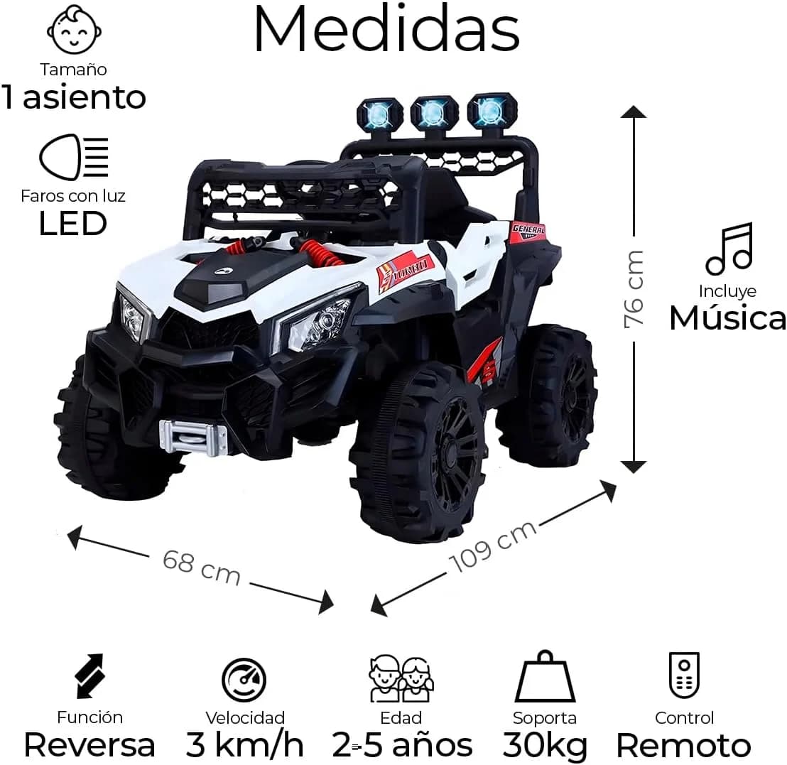Raganet Buggy Eléctrico para Niños Montable 12V, Carrito con - Imagen 3