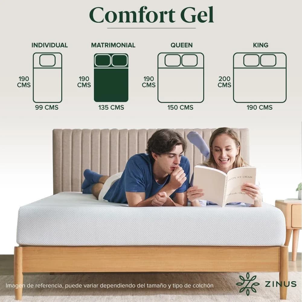 ¡Colchón Matrimonial Zinus Comfort Memory Foam con Gel! 30cm - Imagen 3