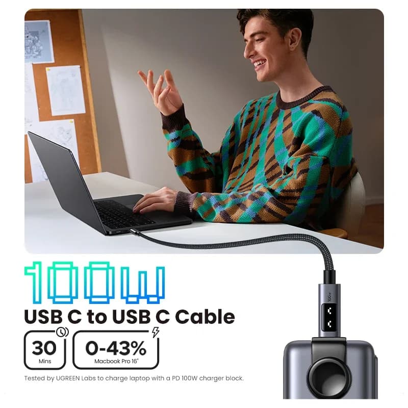 UGREEN UNO PD100W Cable USB-C: Carga Rápida iPhone 17/16/15. Tipo C a C. ¡Aprovecha! - Imagen 3
