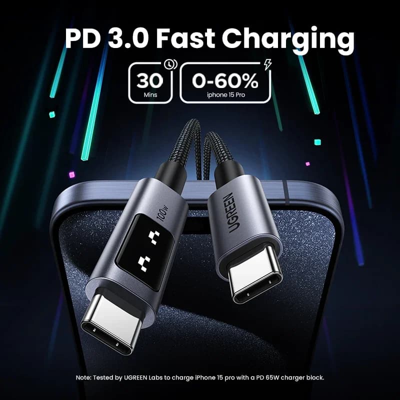 UGREEN UNO PD100W Cable USB-C: Carga Rápida iPhone 17/16/15. Tipo C a C. ¡Aprovecha! - Imagen 4