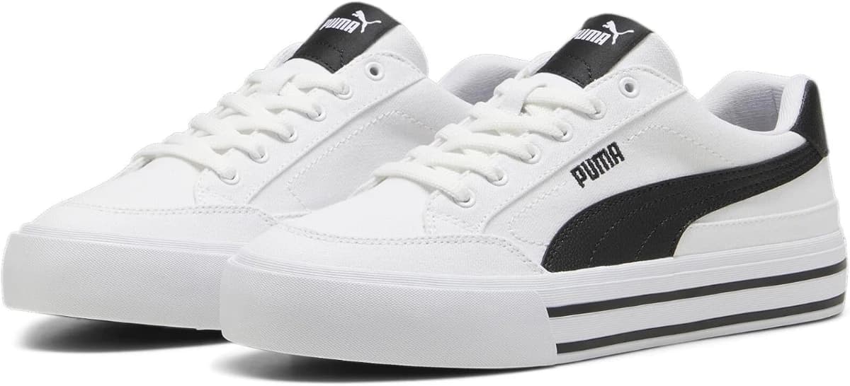 PUMA, Tenis Court Classic Vulcanizado, Unisex, Blanco con Negro, Talla 25,5 - Imagen 1