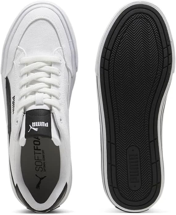 PUMA, Tenis Court Classic Vulcanizado, Unisex, Blanco con Negro, Talla 25,5 - Imagen 3