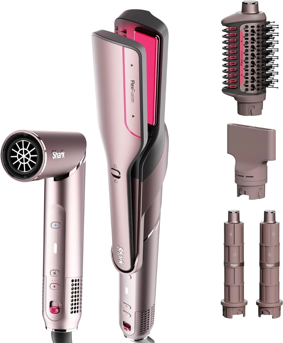 Shark FlexFusion, Alaciadora y Secadora de Cabello Potente con Cepillo de Aire, Estilizador Cerámico