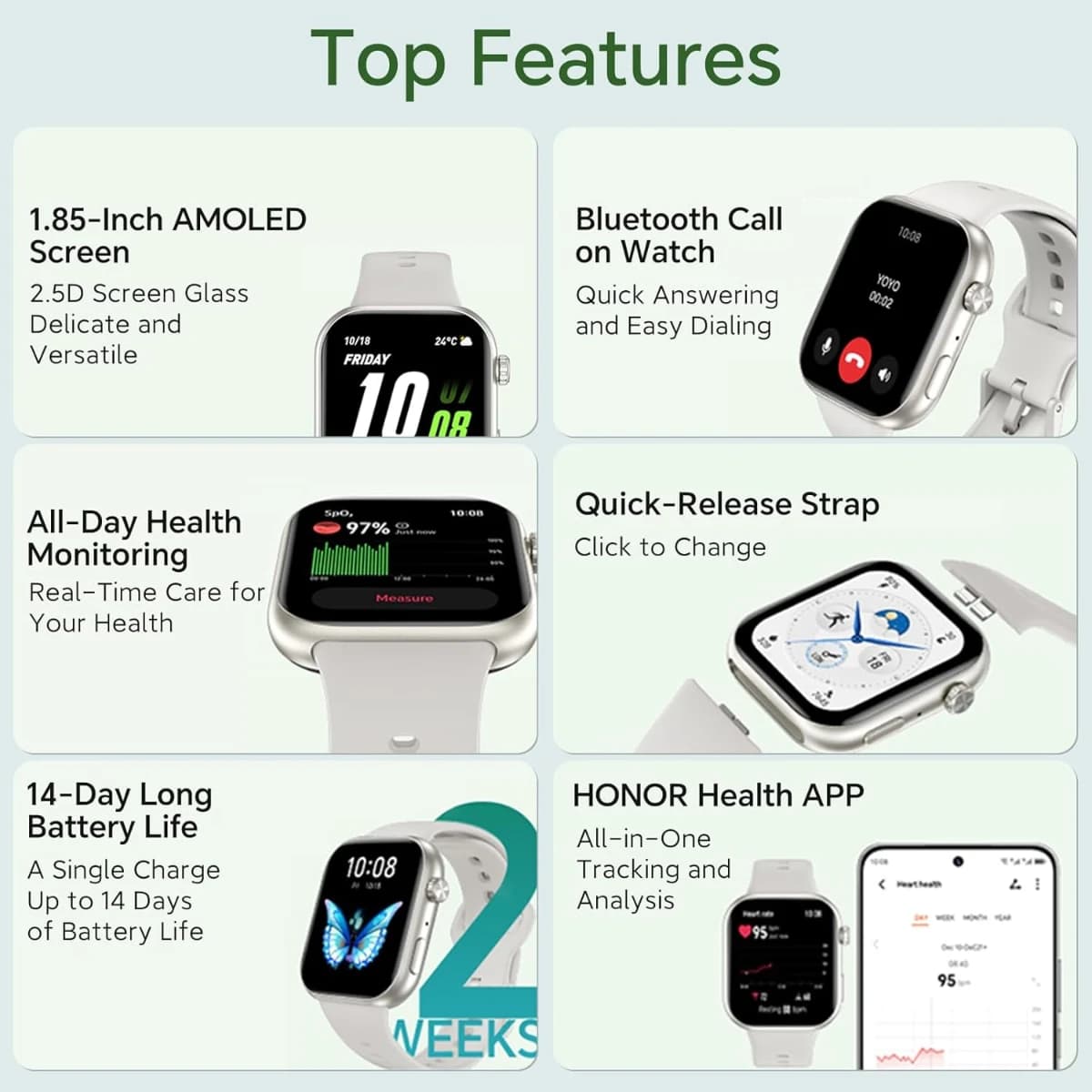 ¡HONOR Choice Watch 2i! AMOLED 1.85", Llamadas Bluetooth, ¡Hasta 14 Días de Batería! ¡Oferta! - Imagen 2
