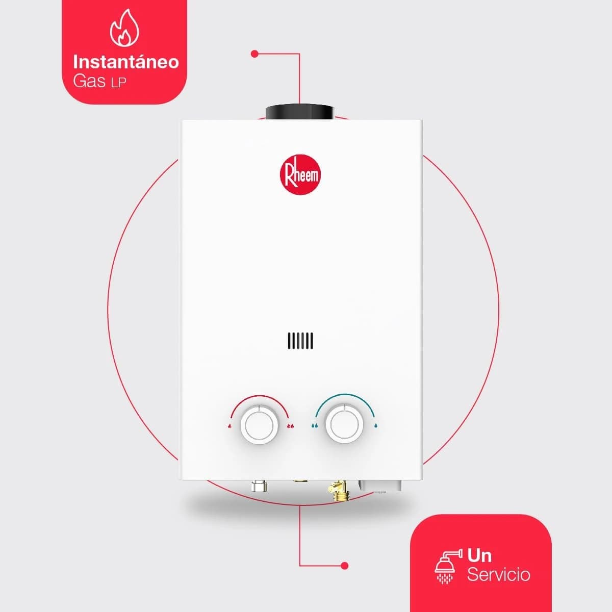 Calentador Rheem Instantáneo 6L/Min! Gas LP, 1 Servicio.