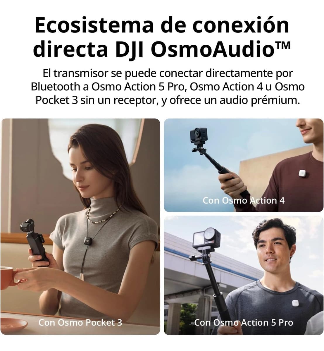 DJI Mic Mini Transmisor Inalámbrico Bluetooth Blanco - Imagen 2