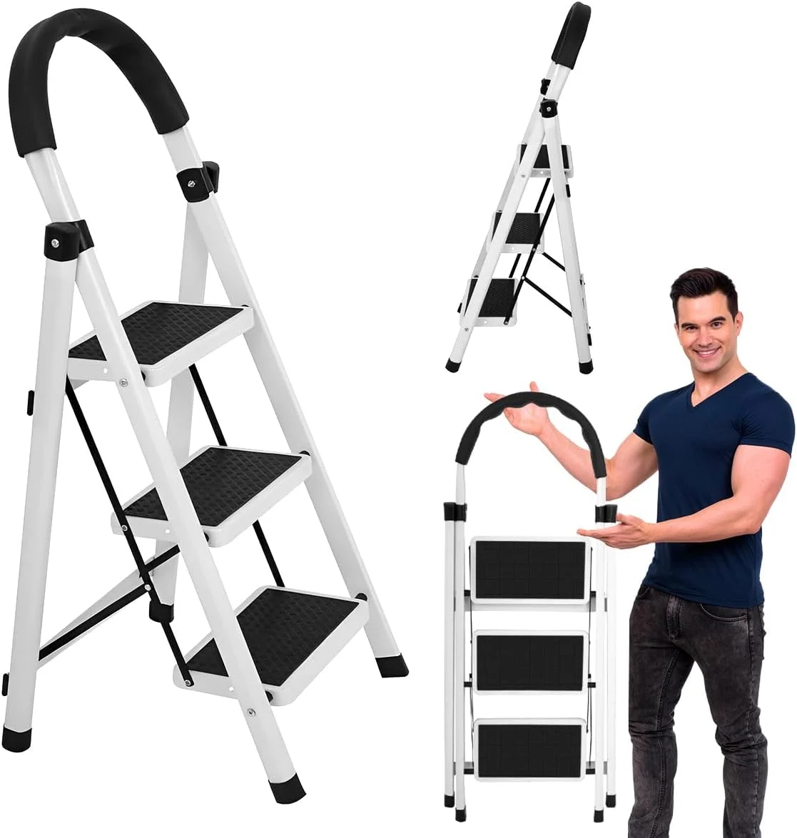 ¡Escalera Raganet 3 Peldaños! Acero Inox Plegable - ¡Oferta Imperdible!