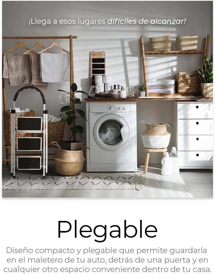¡Escalera Raganet 3 Peldaños! Acero Inox Plegable - ¡Oferta Imperdible! - Imagen 5