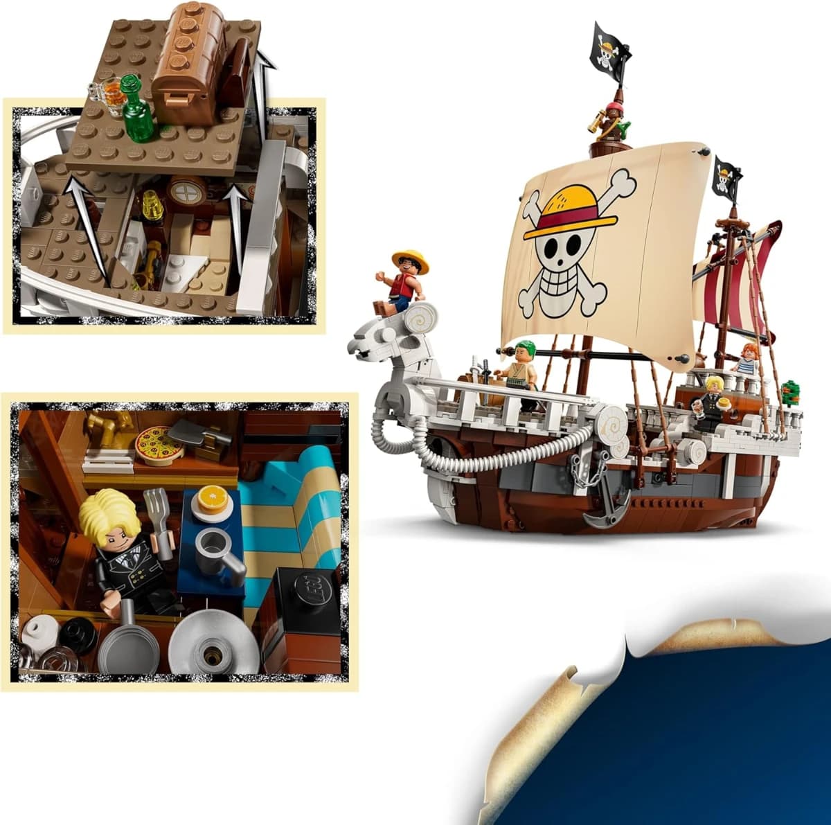 Lego One Piece Barco Pirata Going Merry Set con Barco, Juguete de Construcción con 5 Minifiguras - Imagen 3