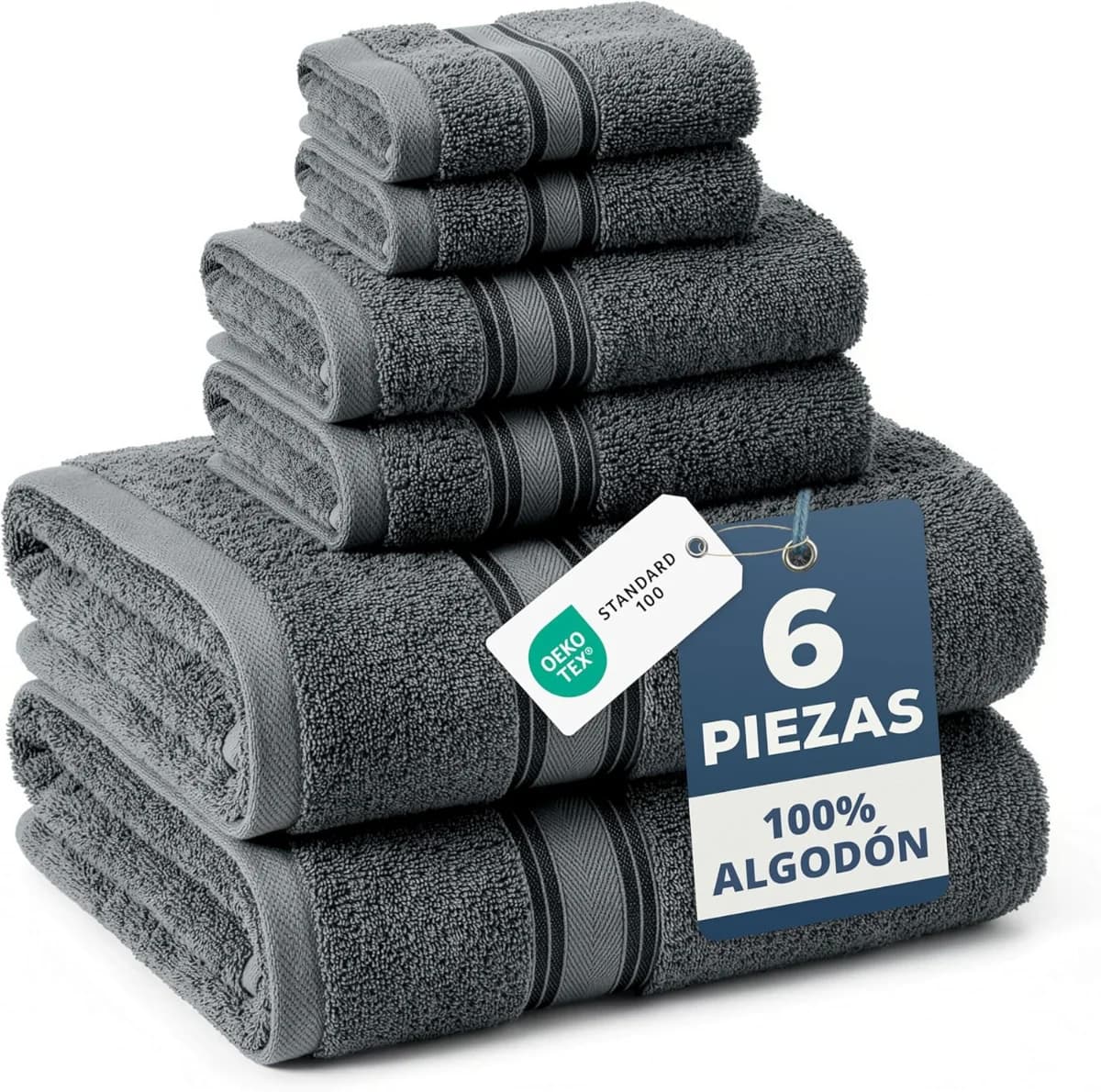 Juego de 6 Toallas de Baño Ultra Gruesas y Absorbentes