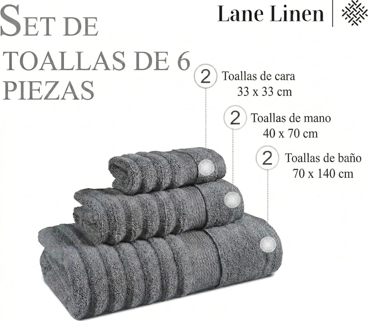 Juego de 6 Toallas de Baño Ultra Gruesas y Absorbentes - Imagen 2