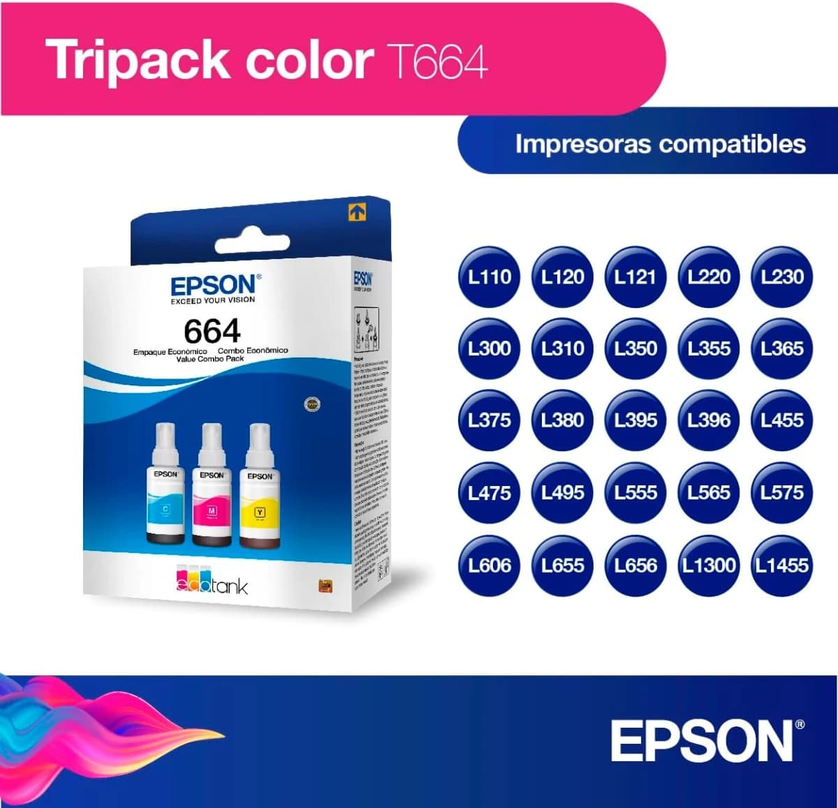 Epson EcoTank T664 Cian, Magenta, Amarillo: 3 Botellas de Tinta Originales - Imagen 2
