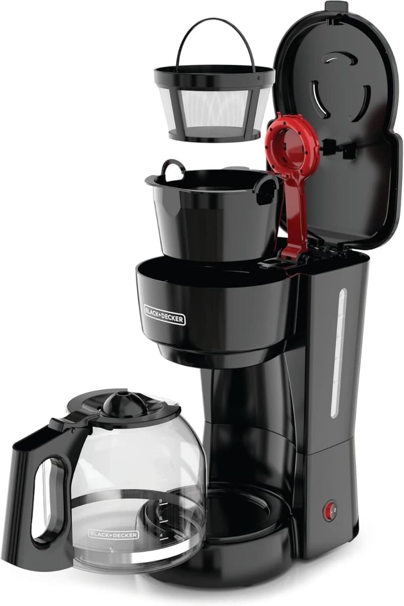 Black+Decker Cafetera con Tecnología Vortex y Filtro Permanente, 12 Tazas, CM0916B - Imagen 2