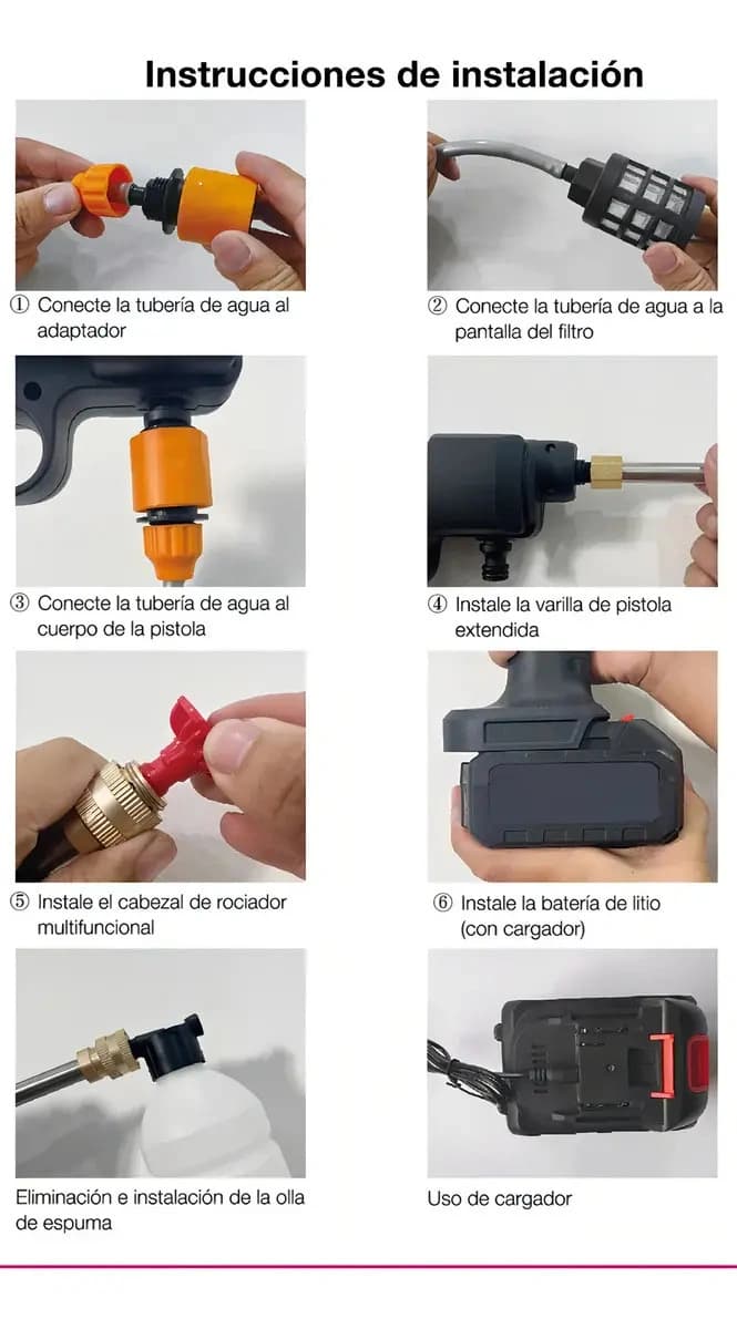 Hidrolavadora Inalámbrica Electrica HIRLAN YN01 Pistola Para Lavado Autos Portatil color negro - Imagen 4