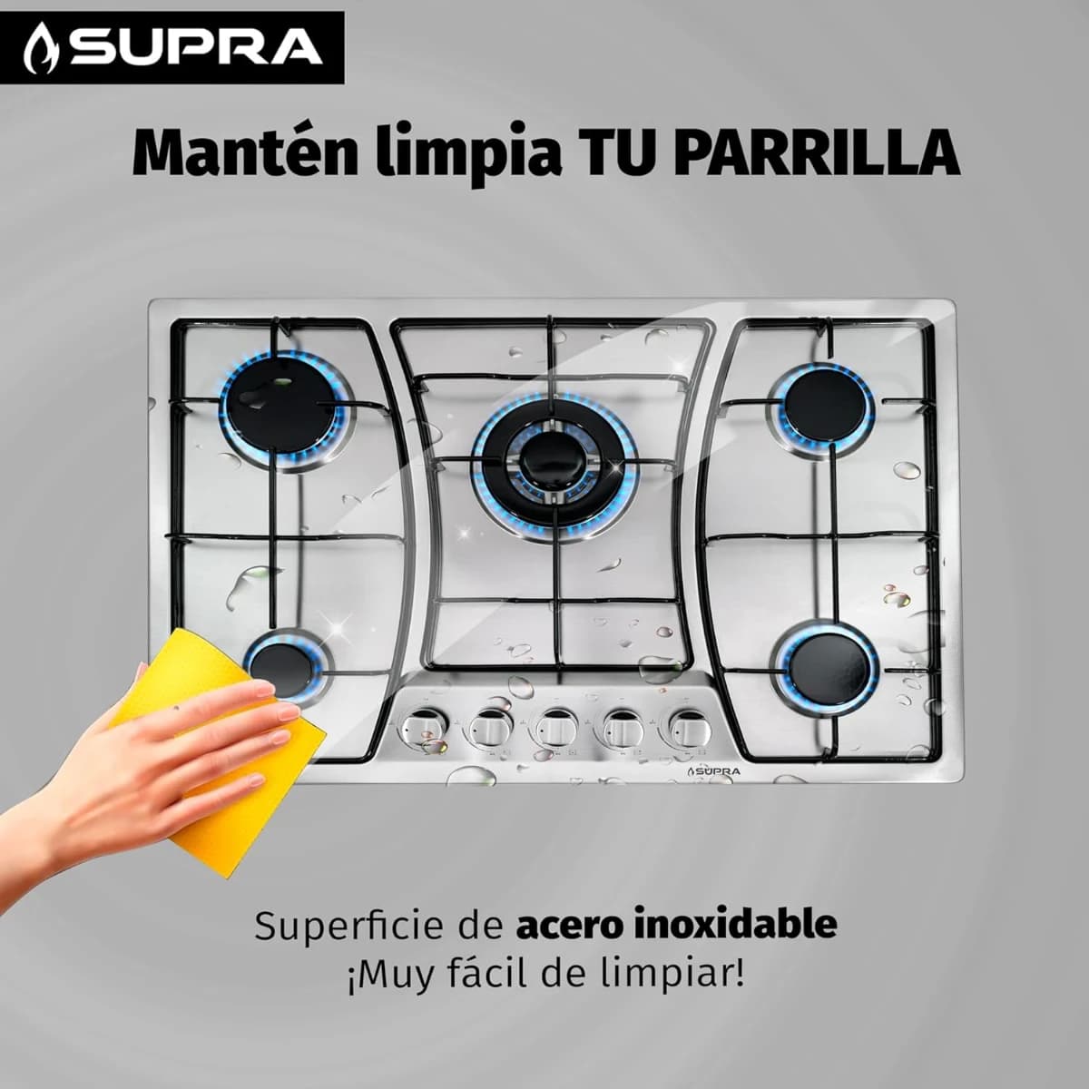 SUPRA Parrilla a gas de 5 quemadores para empotrar de 76 cm, Mod. ZEGNA - Imagen 4