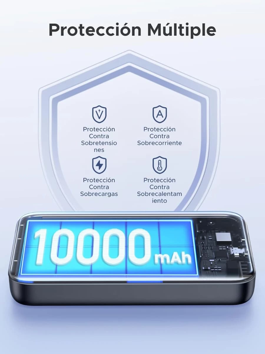 UGREEN 10000mAh Power Bank Inalabrico PD 20W Carga Raida, Cargador USB C Portail Magnético, Bateria  - Imagen 5