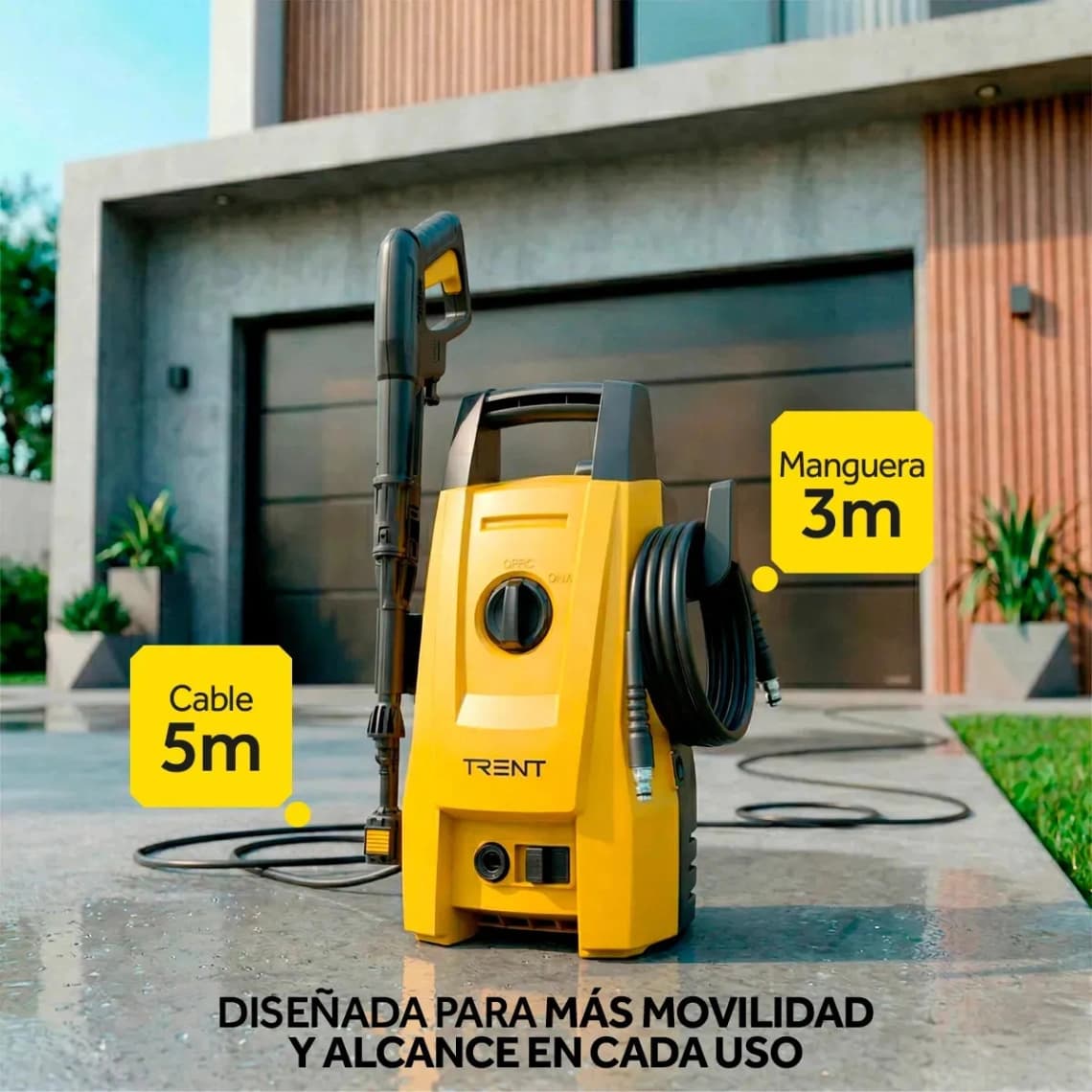 Hidrolavadora Electrica 1200w 1600 Psi Alta Presion Amarillo 60hz - Imagen 3