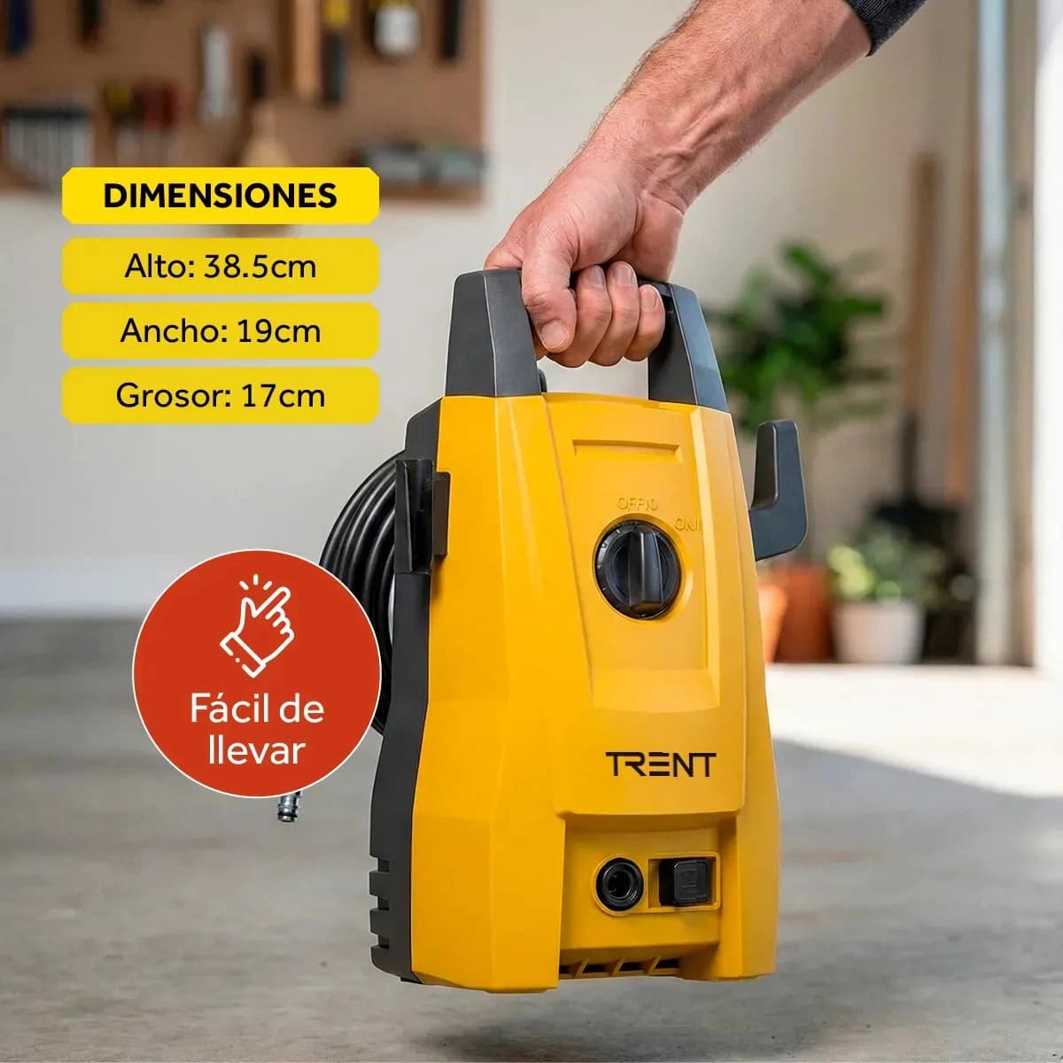 Hidrolavadora Electrica 1200w 1600 Psi Alta Presion Amarillo 60hz - Imagen 5