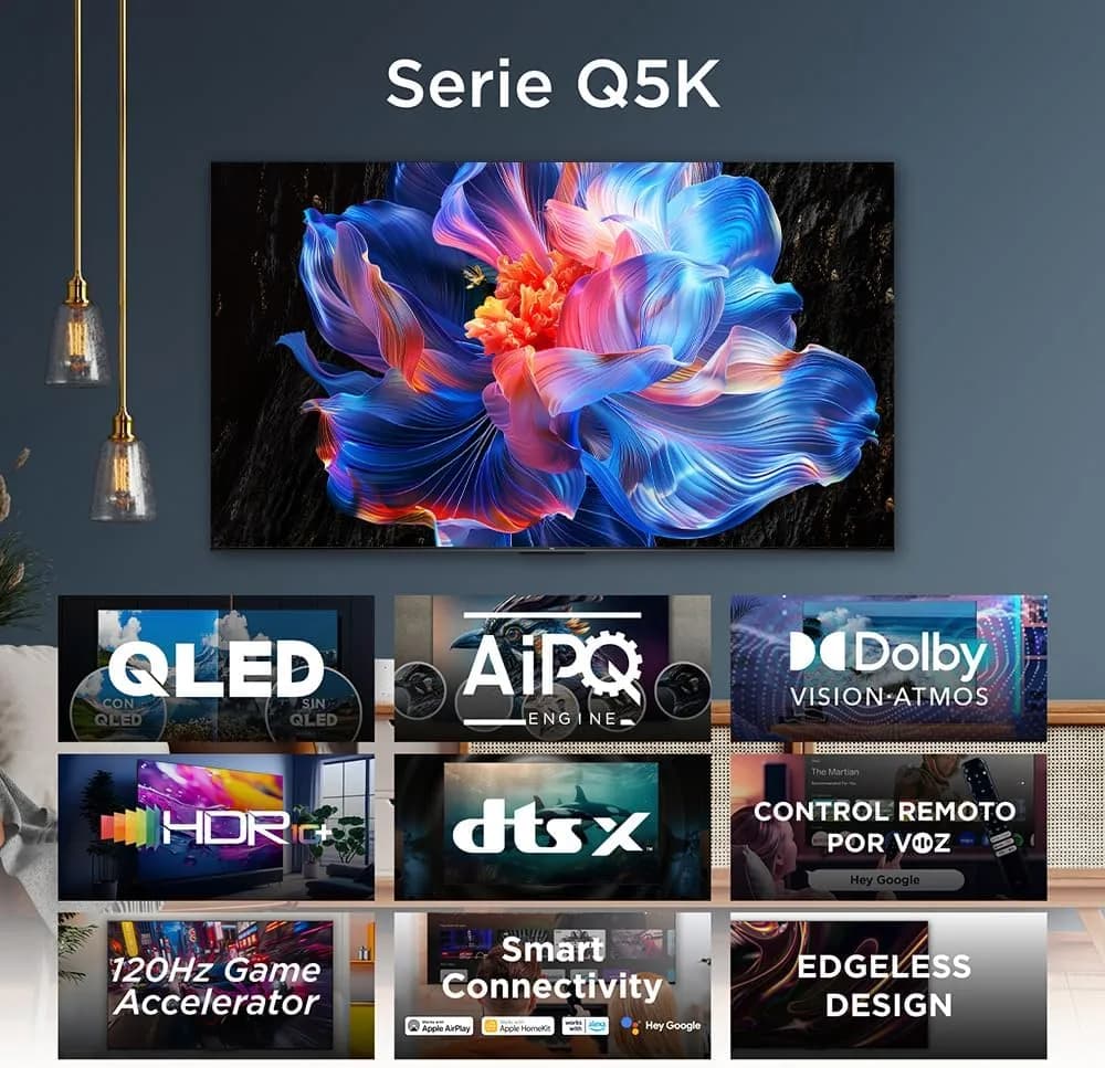 TCL Smart TV Pantalla 65" 65Q5K Google TV QLED 4K Google Assistant | Hands Free Voice Control | Alex - Imagen 3