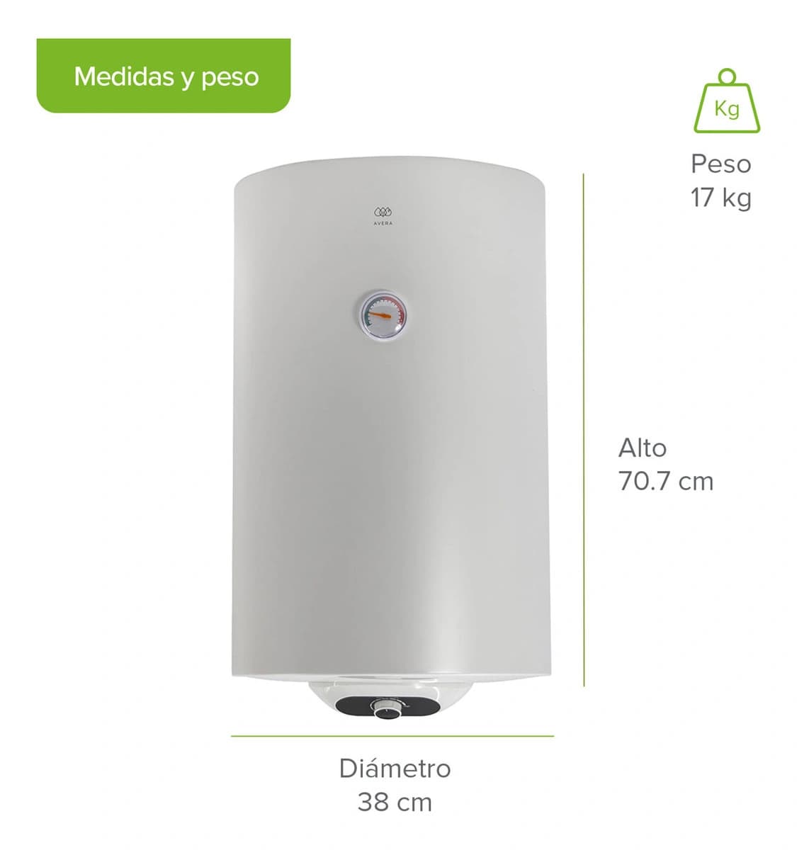 Calentador De Depósito Eléctrico 50 Lts Agua 1.5 Servicios C - Imagen 3