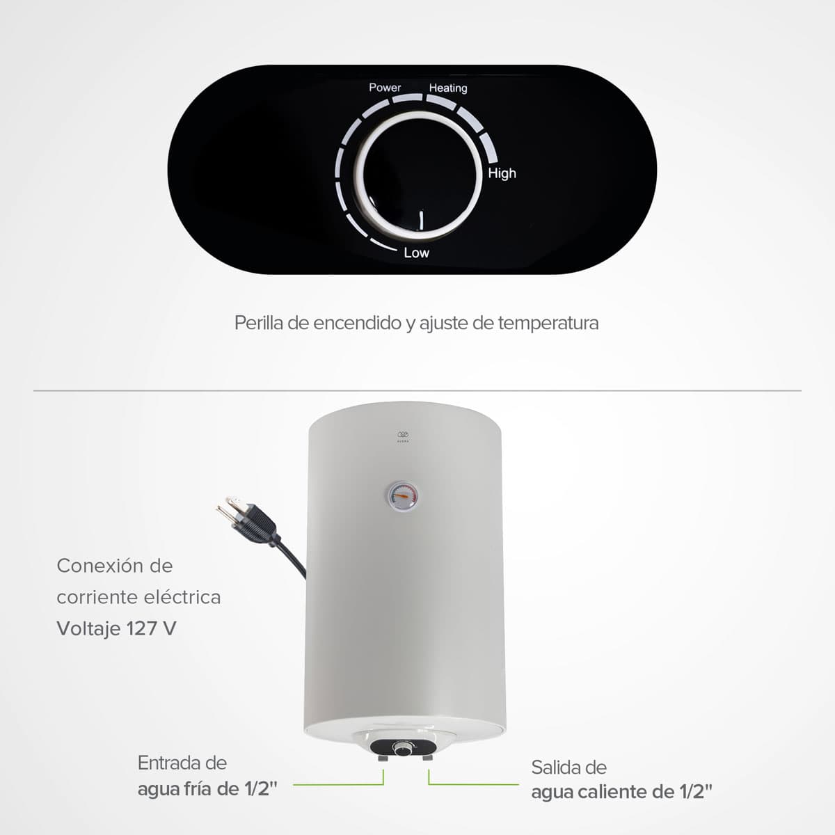 Calentador De Depósito Eléctrico 50 Lts Agua 1.5 Servicios C - Imagen 4