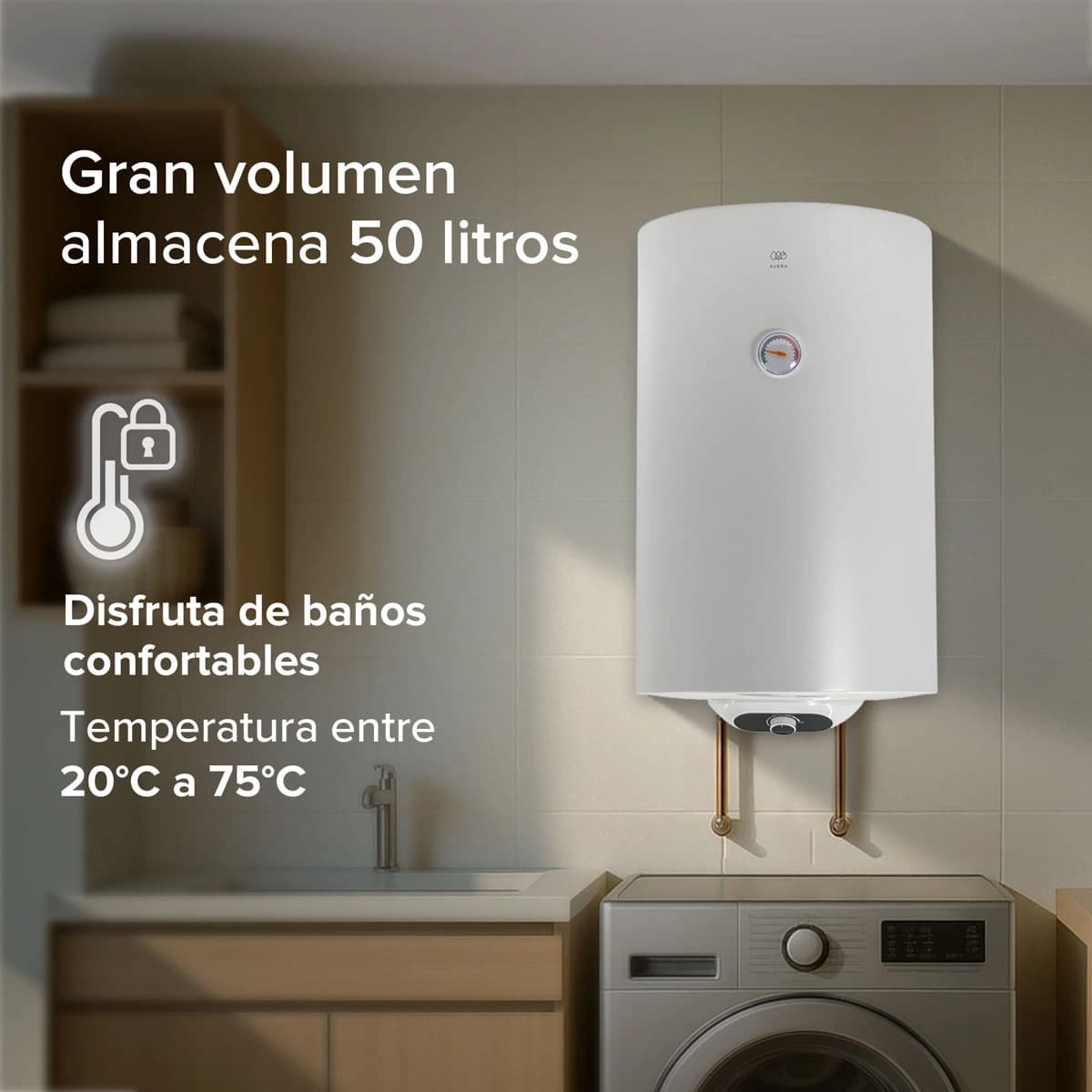 Calentador De Depósito Eléctrico 50 Lts Agua 1.5 Servicios C - Imagen 5
